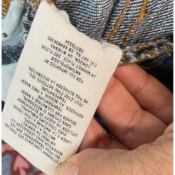 Anthropologie Pilcro Slim Boyfriend Jeans Floral Embroidered Mid Rise Size 27 - Picture 8 of 13